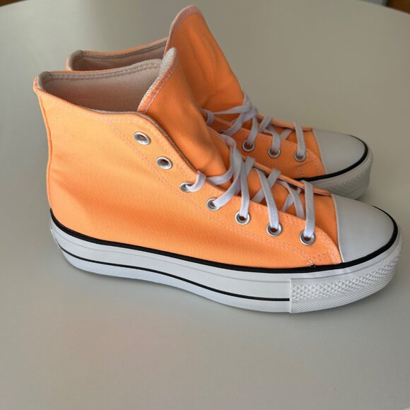 Converse Shoes - Converse Womens 8.5 Chuck Taylor All Star Lift Hi Peach Orange Platform Sneakers